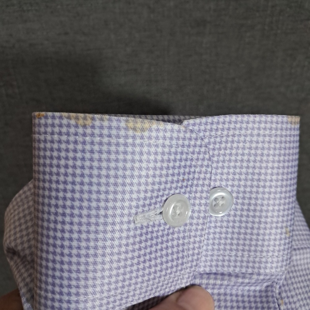 Collars & Co Quattro Flex Dress Shirt Long Sleeve Men Small Lavender Houndstooth - Picture 15 of 16
